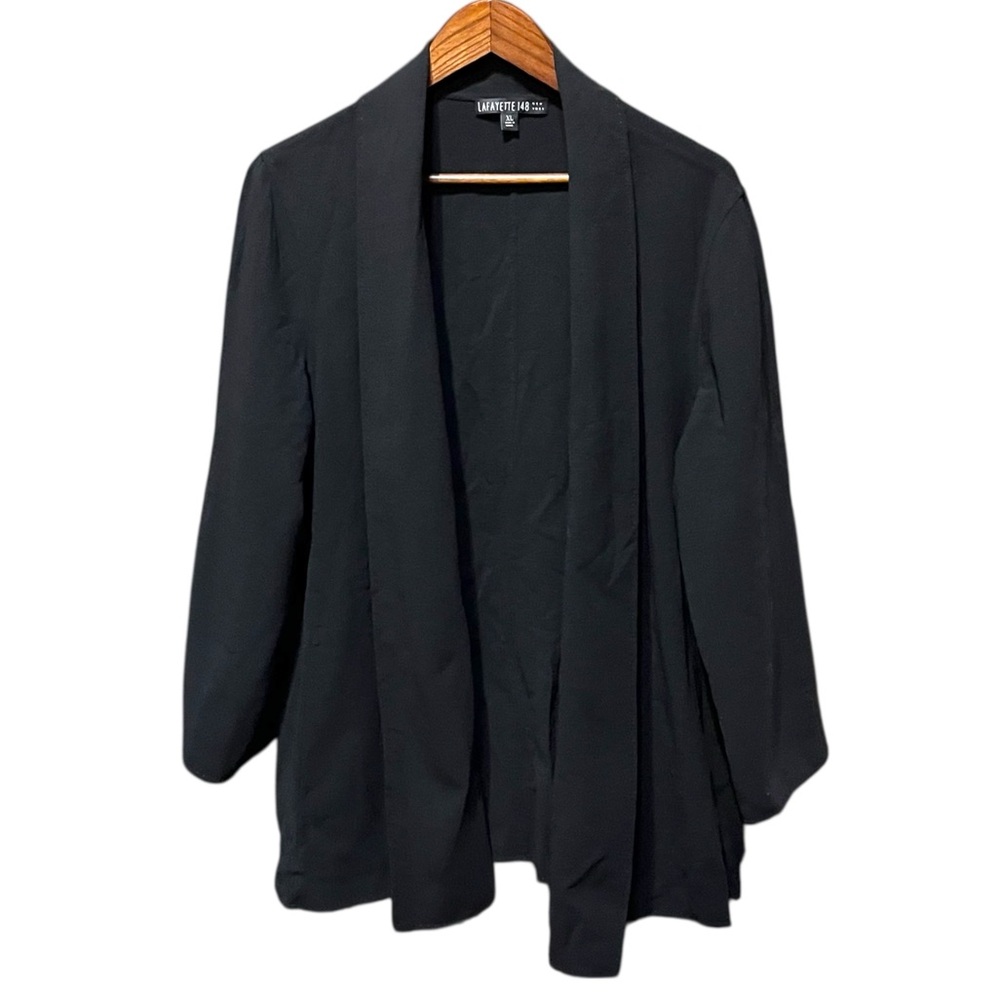 Lafayette 148 Black Wool Open Front Blazer Jacket NWT Size XL